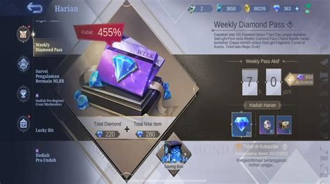 weekly diamond pass ml murah amanah terpercaya Shell Garena Murah — tenang terjamin image 1